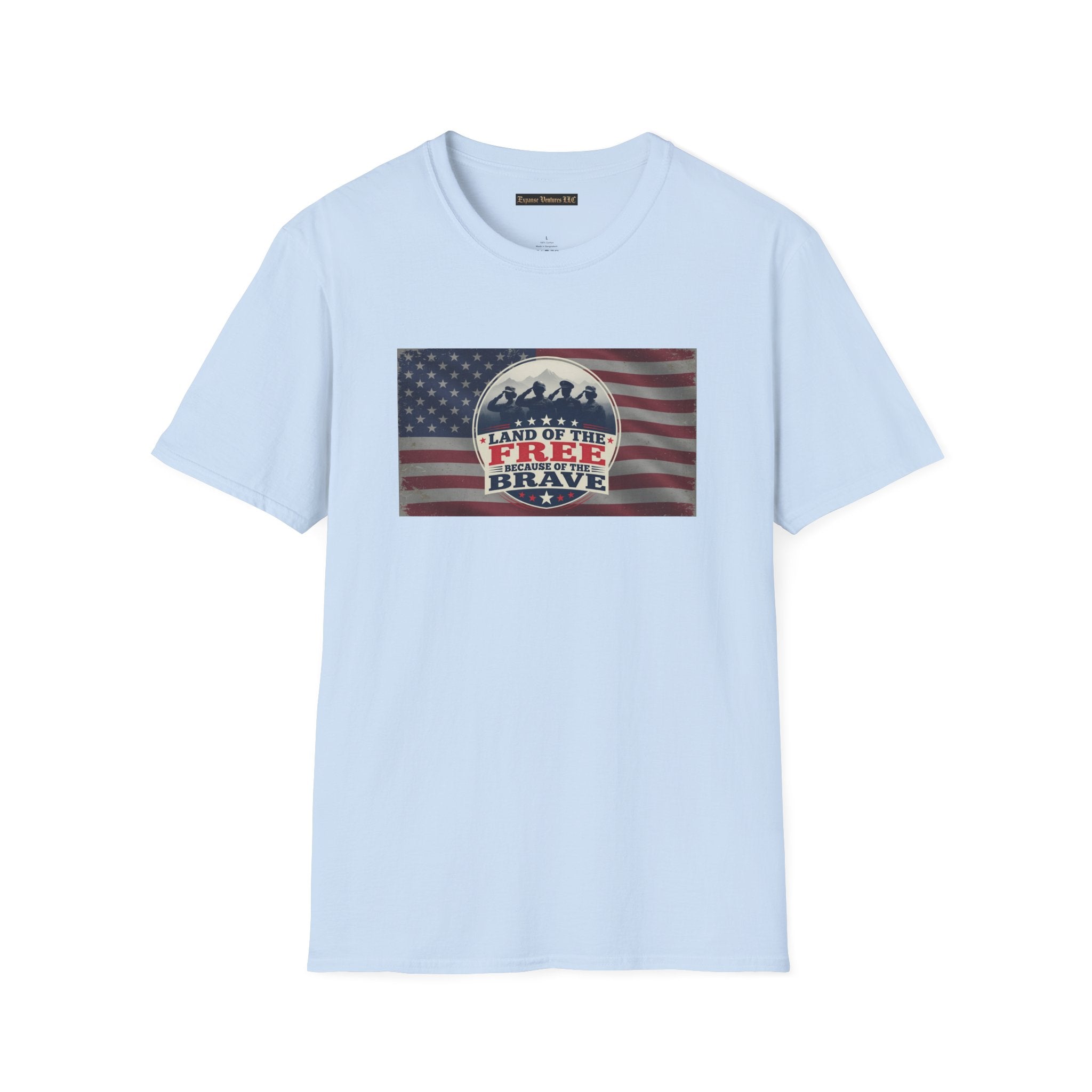 Land of the Free Because of the Brave T-Shirt | American Flag Veterans Shirt