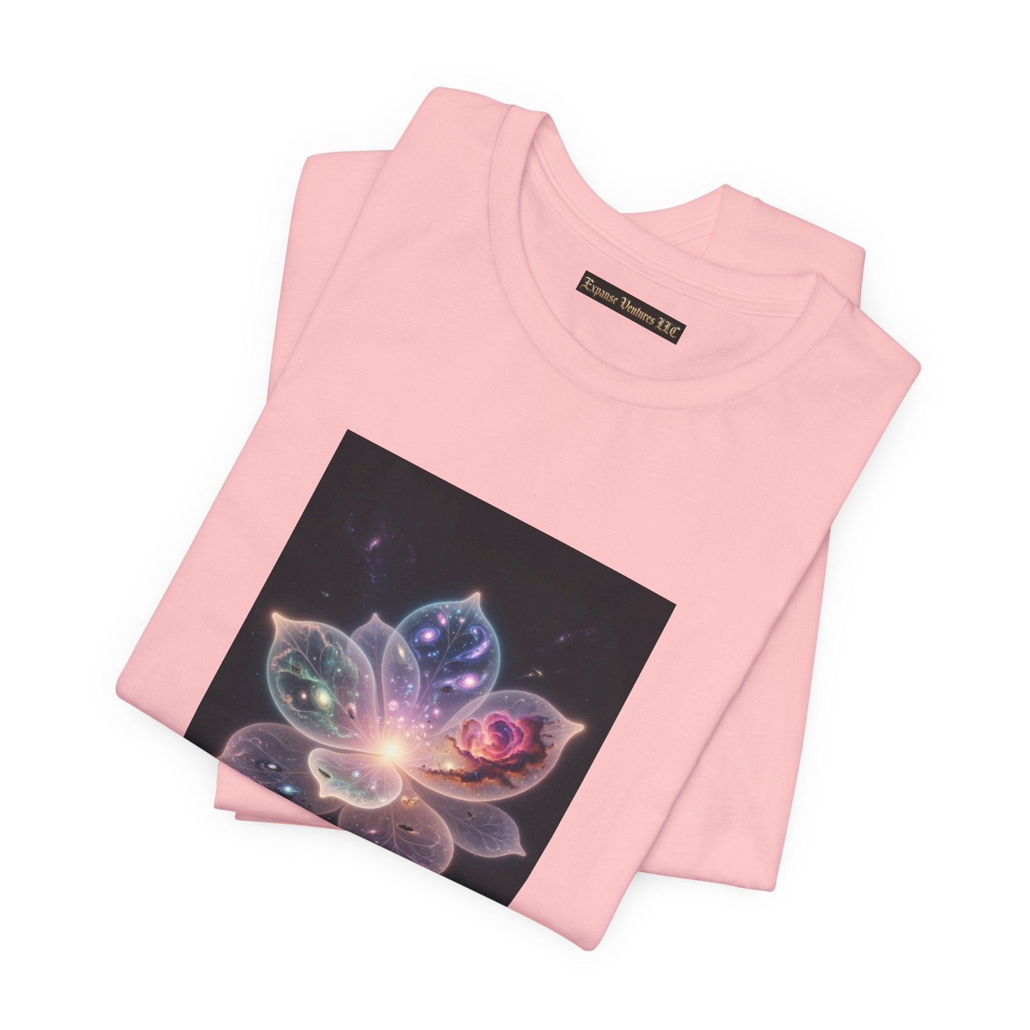 Ethereal Cosmic Lotus T-Shirt | Spiritual Floral T-Shirt, Cosmic Flower Art