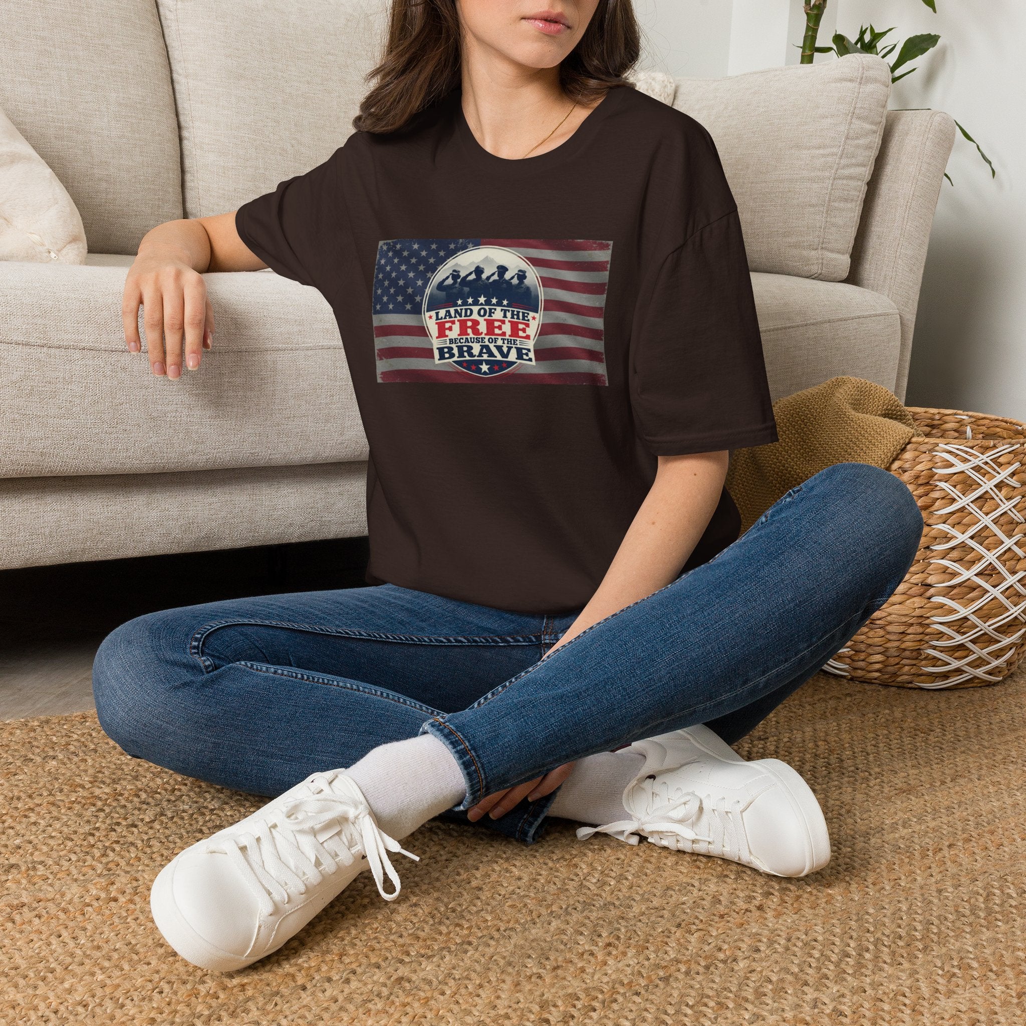 Land of the Free Because of the Brave T-Shirt | American Flag Veterans Shirt