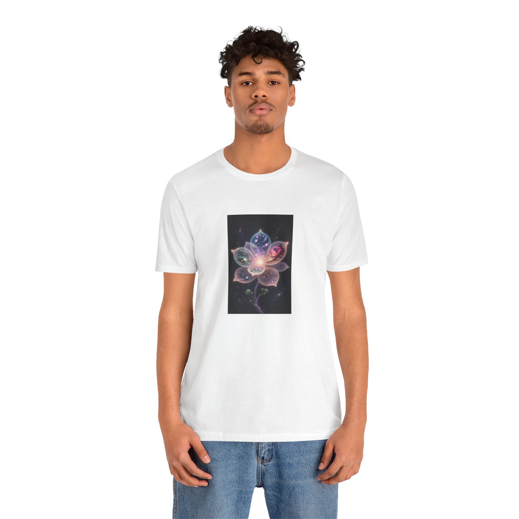 Ethereal Cosmic Lotus T-Shirt | Spiritual Floral T-Shirt, Cosmic Flower Art