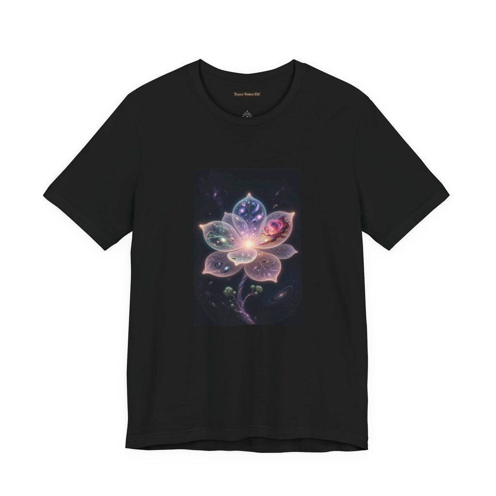 Ethereal Cosmic Lotus T-Shirt | Spiritual Floral T-Shirt, Cosmic Flower Art