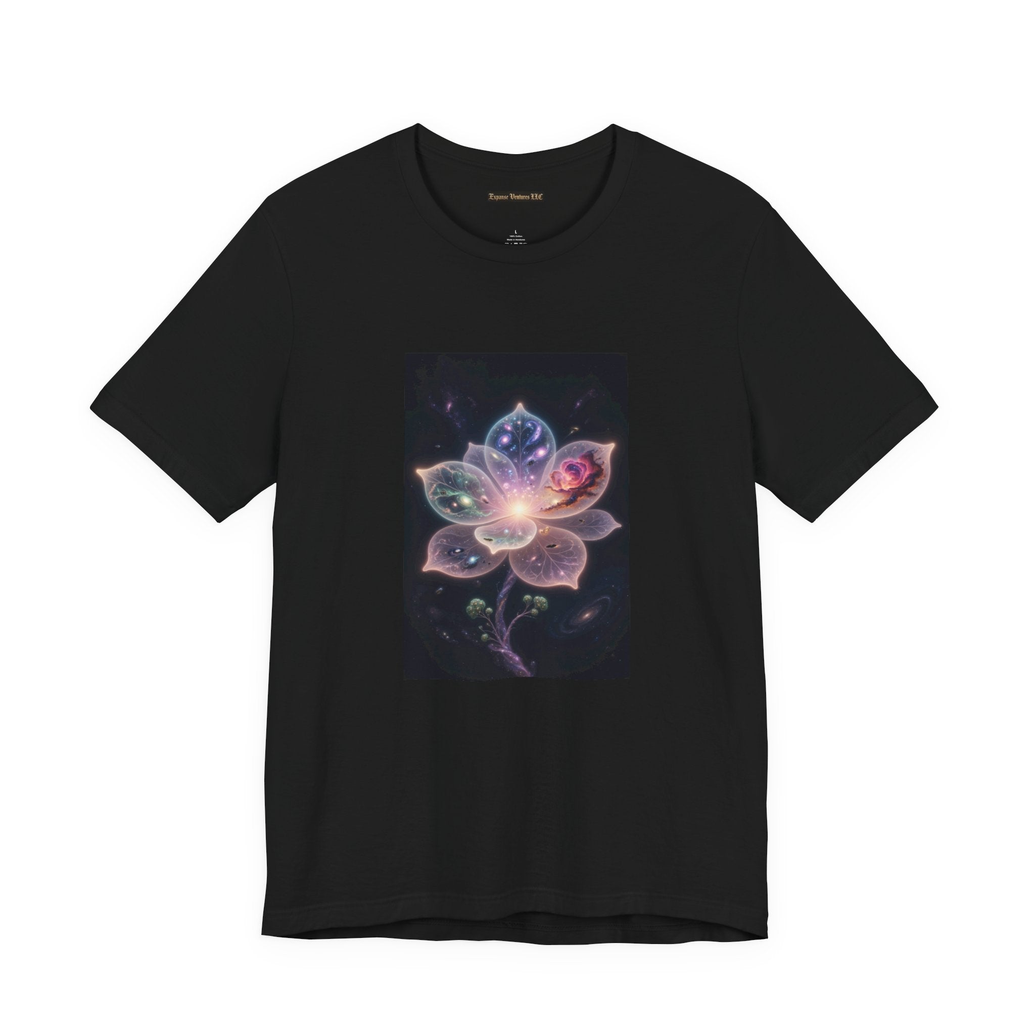 Ethereal Cosmic Lotus T-Shirt | Spiritual Floral T-Shirt, Cosmic Flower Art