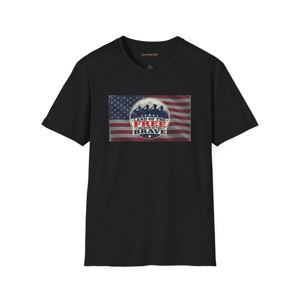 Land of the Free Because of the Brave T-Shirt | American Flag Veterans Shirt