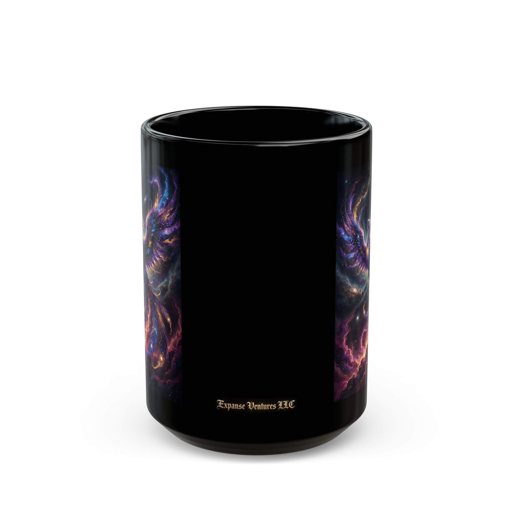 Cosmic Phoenix Rising Mug | Black Ceramic Coffee Mug