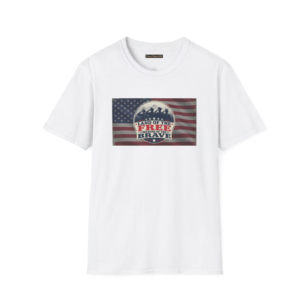 Land of the Free Because of the Brave T-Shirt | American Flag Veterans Shirt