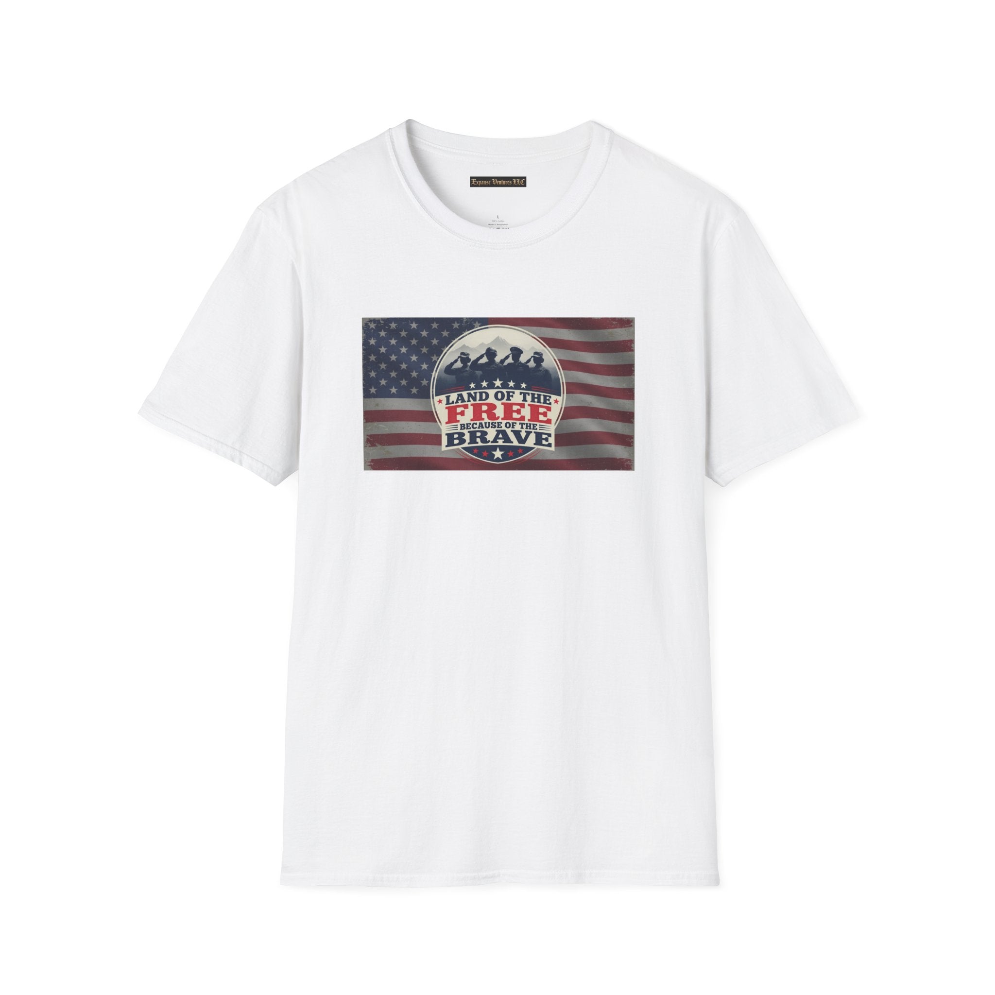 Land of the Free Because of the Brave T-Shirt | American Flag Veterans Shirt