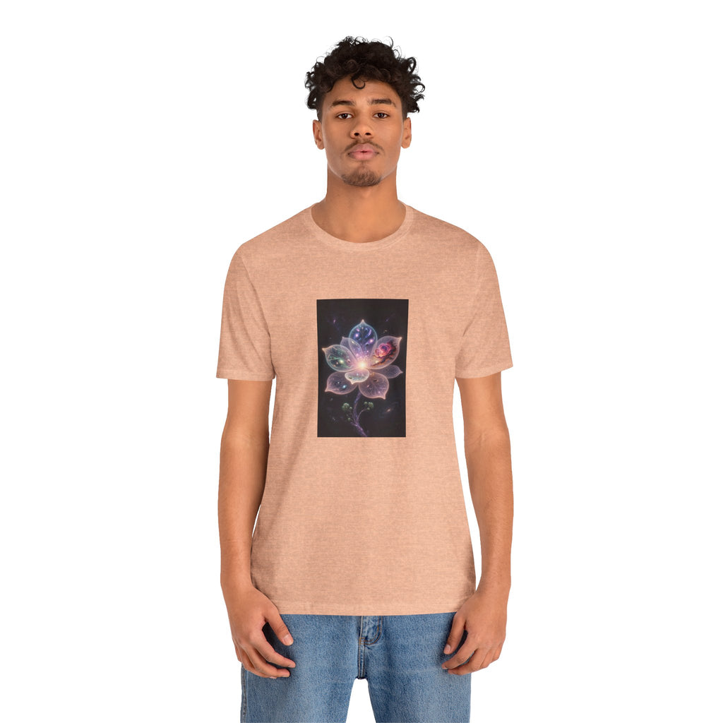 Ethereal Cosmic Lotus T-Shirt | Spiritual Floral T-Shirt, Cosmic Flower Art