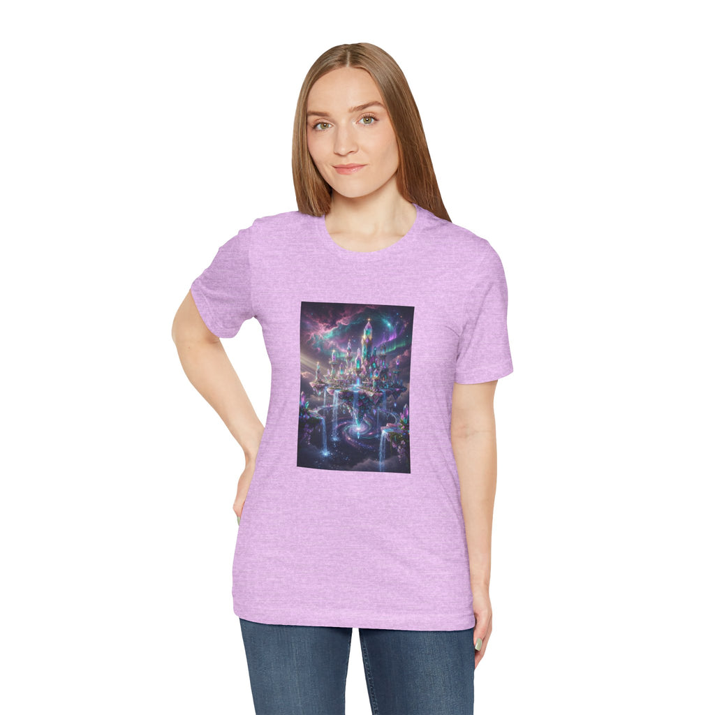 Floating Crystal Citadel T-Shirt | Epic Fantasy City Art