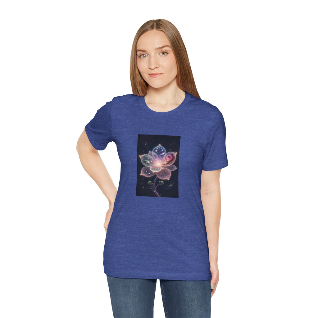 Ethereal Cosmic Lotus T-Shirt | Spiritual Floral T-Shirt, Cosmic Flower Art