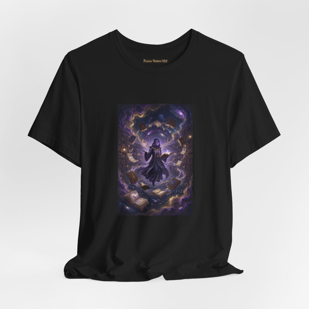 Cosmic Librarian T-Shirt  | Mystical Magic Library Art