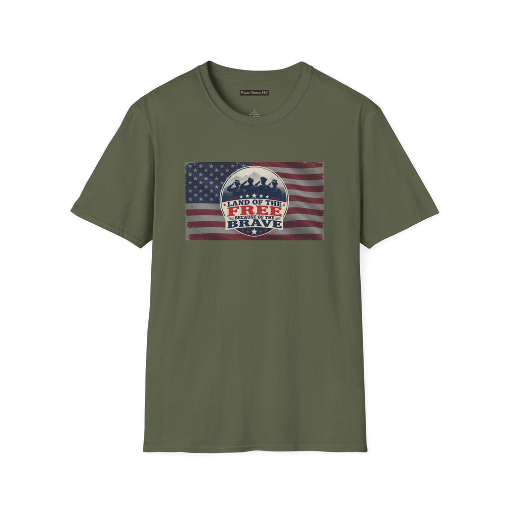 Land of the Free Because of the Brave T-Shirt | American Flag Veterans Shirt