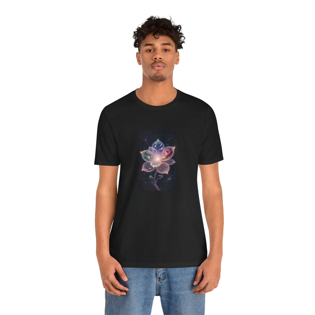 Ethereal Cosmic Lotus T-Shirt | Spiritual Floral T-Shirt, Cosmic Flower Art