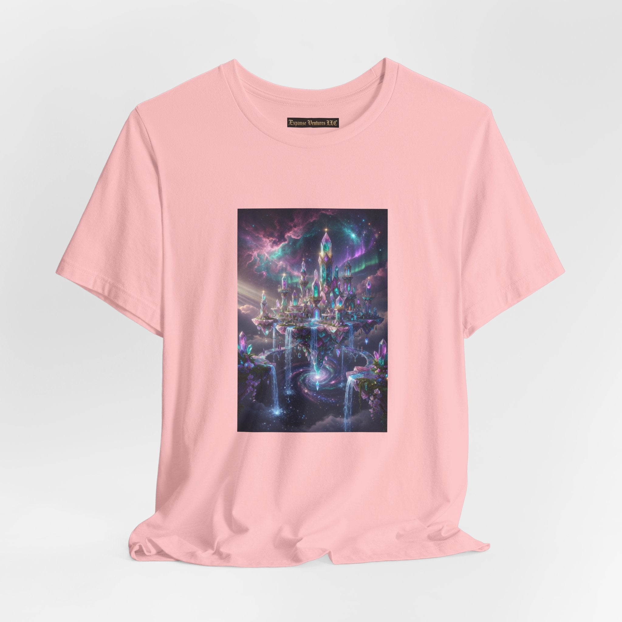 Floating Crystal Citadel T-Shirt | Epic Fantasy City Art