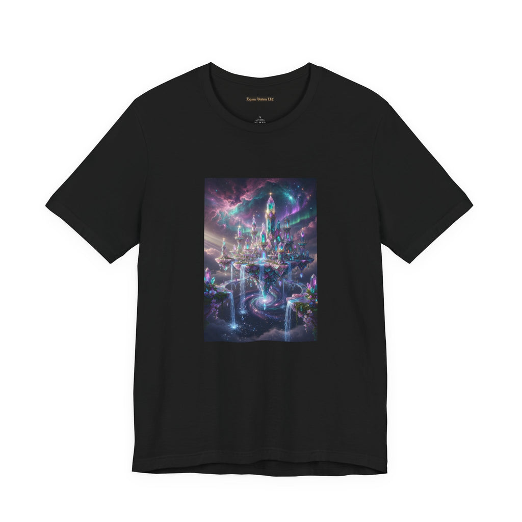 Floating Crystal Citadel T-Shirt | Epic Fantasy City Art