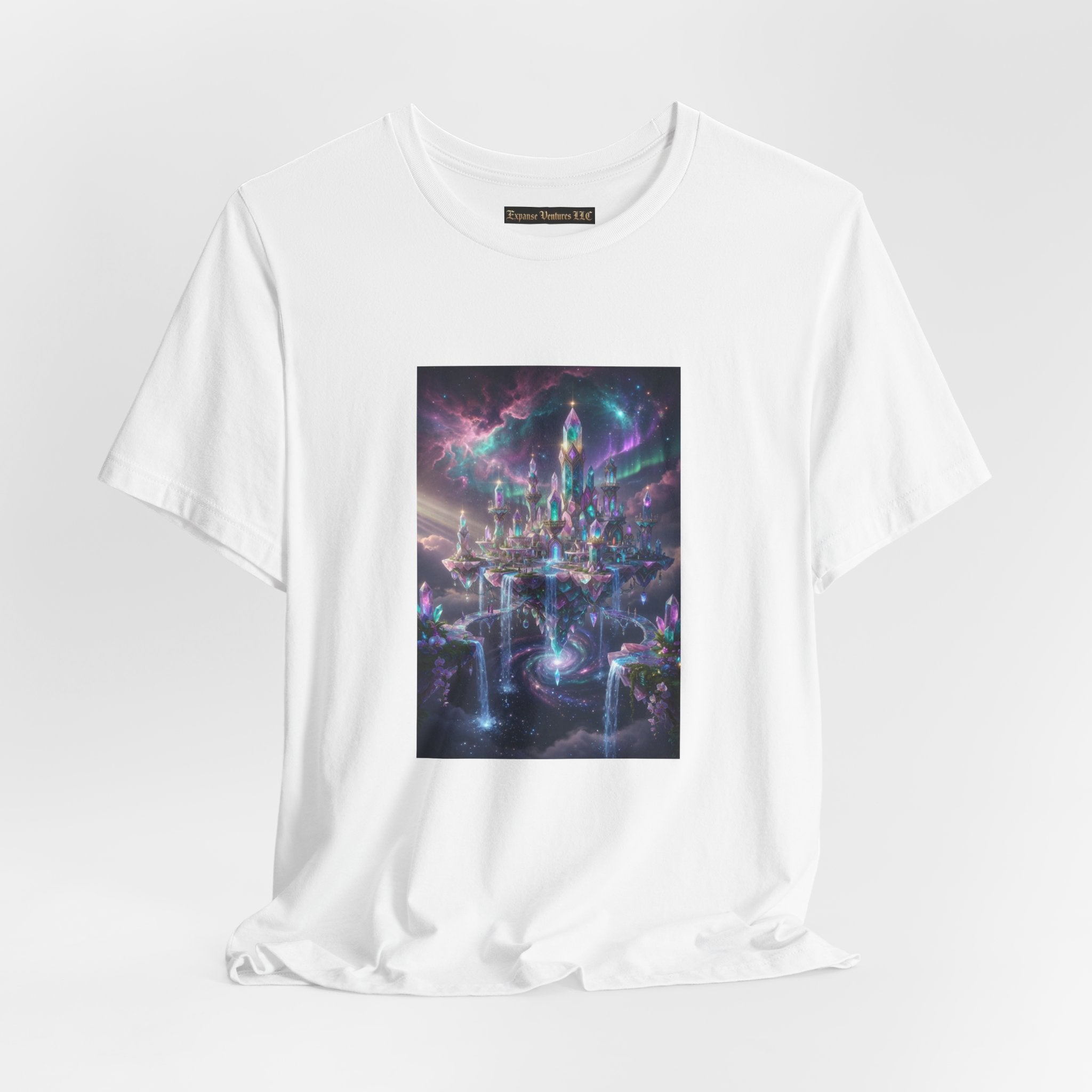 Floating Crystal Citadel T-Shirt | Epic Fantasy City Art