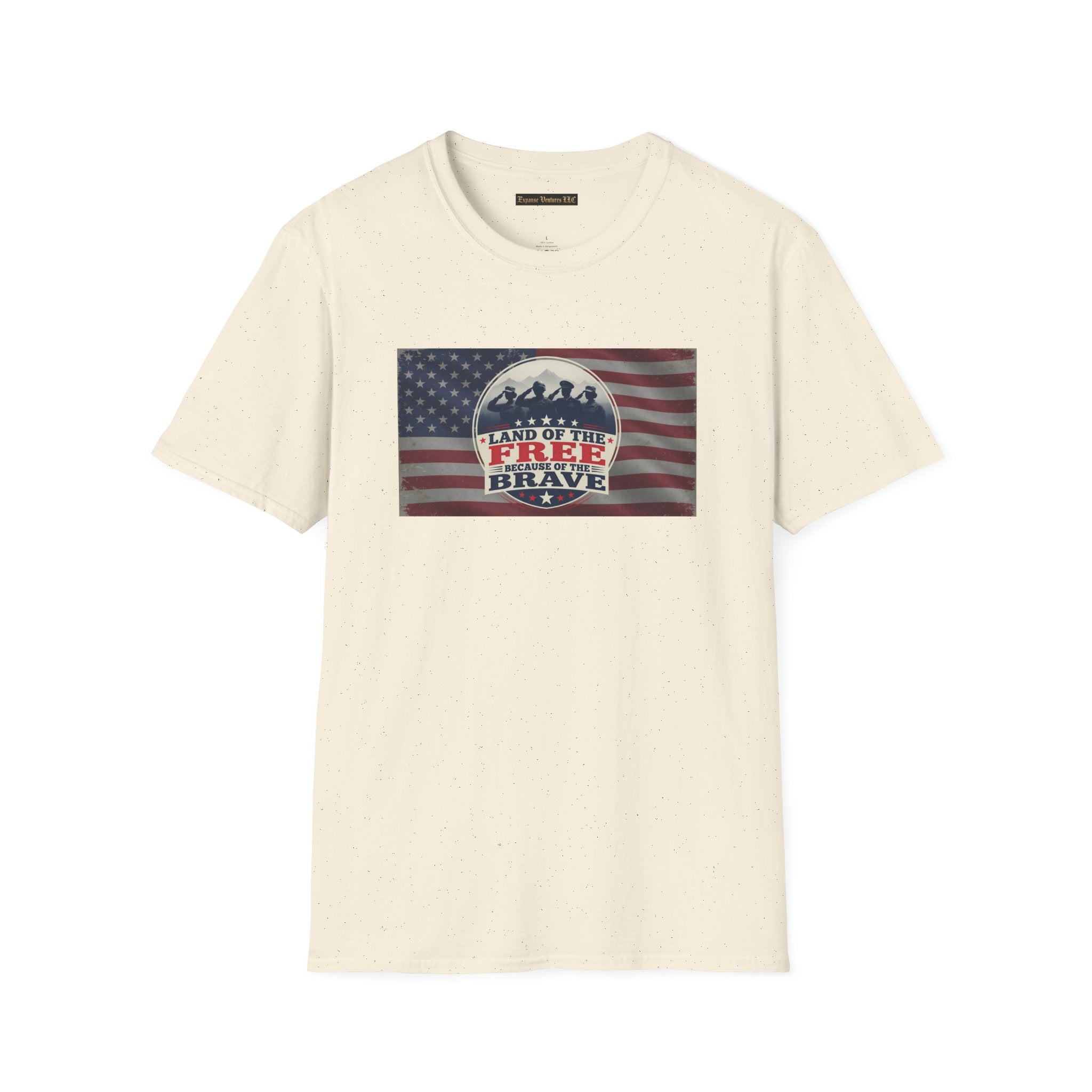 Land of the Free Because of the Brave T-Shirt | American Flag Veterans Shirt