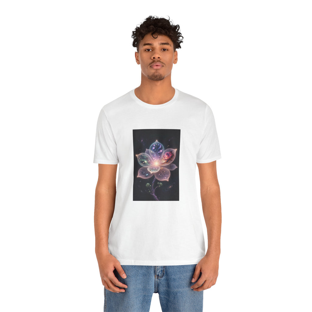 Ethereal Cosmic Lotus T-Shirt | Spiritual Floral T-Shirt, Cosmic Flower Art