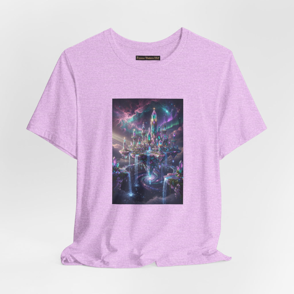 Floating Crystal Citadel T-Shirt | Epic Fantasy City Art