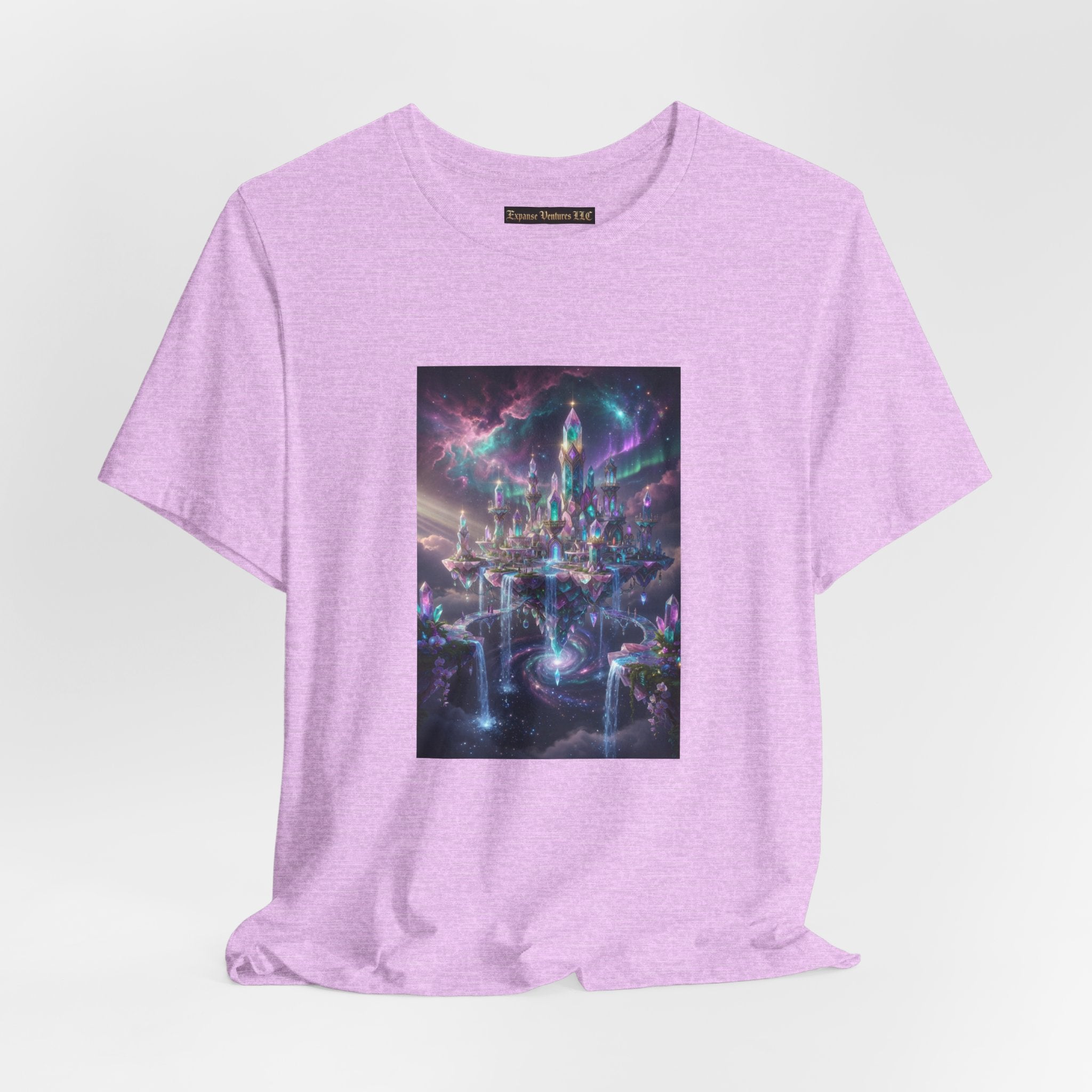 Floating Crystal Citadel T-Shirt | Epic Fantasy City Art